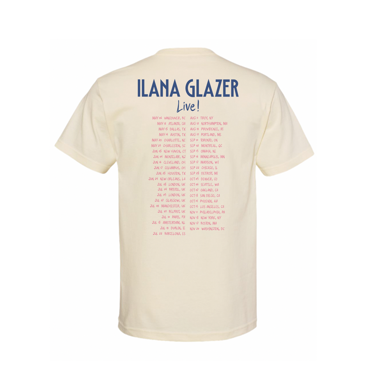 Ilana Glazer Live Fall 2026 Tour Tee Natural